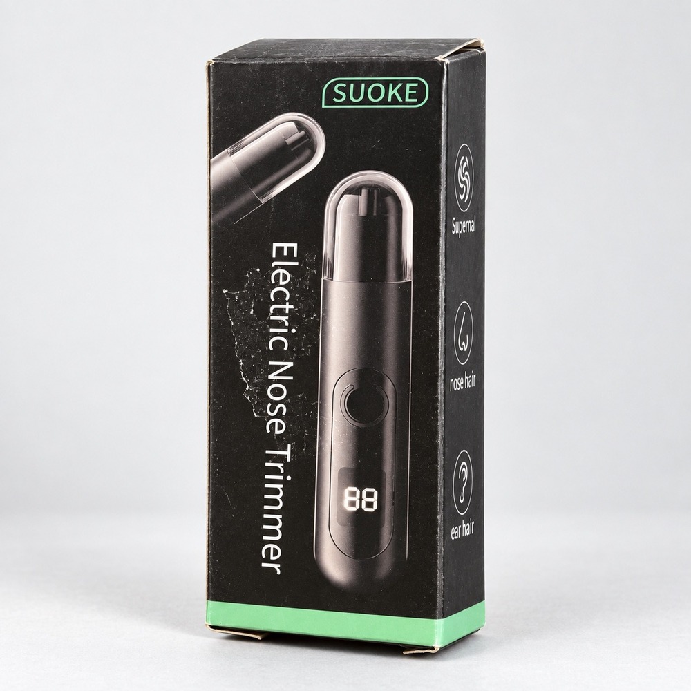 SUOKE Electric Nose Trimmer Rechargeable Ear Hair Groomer LED Display Black